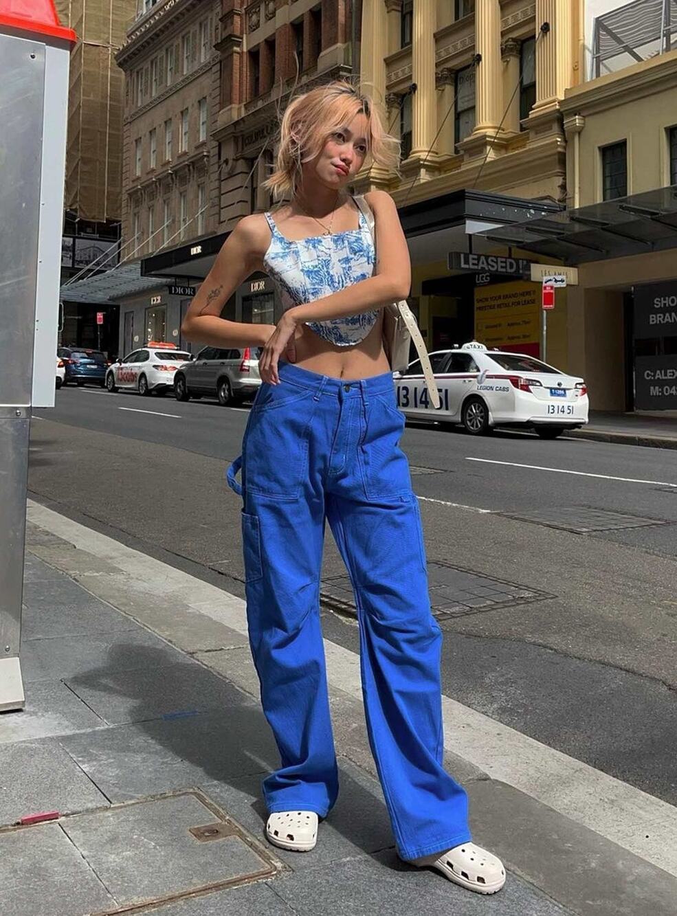 Princess Polly Miami Vice Pants Baggy Blue - US 0